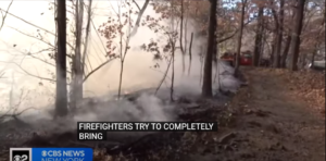 Include relevant images with alt text, such as “New Jersey brush fire sending smoke over Hudson River